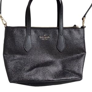 Kate Spade Joeley Black Sparkle Small Satchel Handbag Shoulder Strap WKRU6281